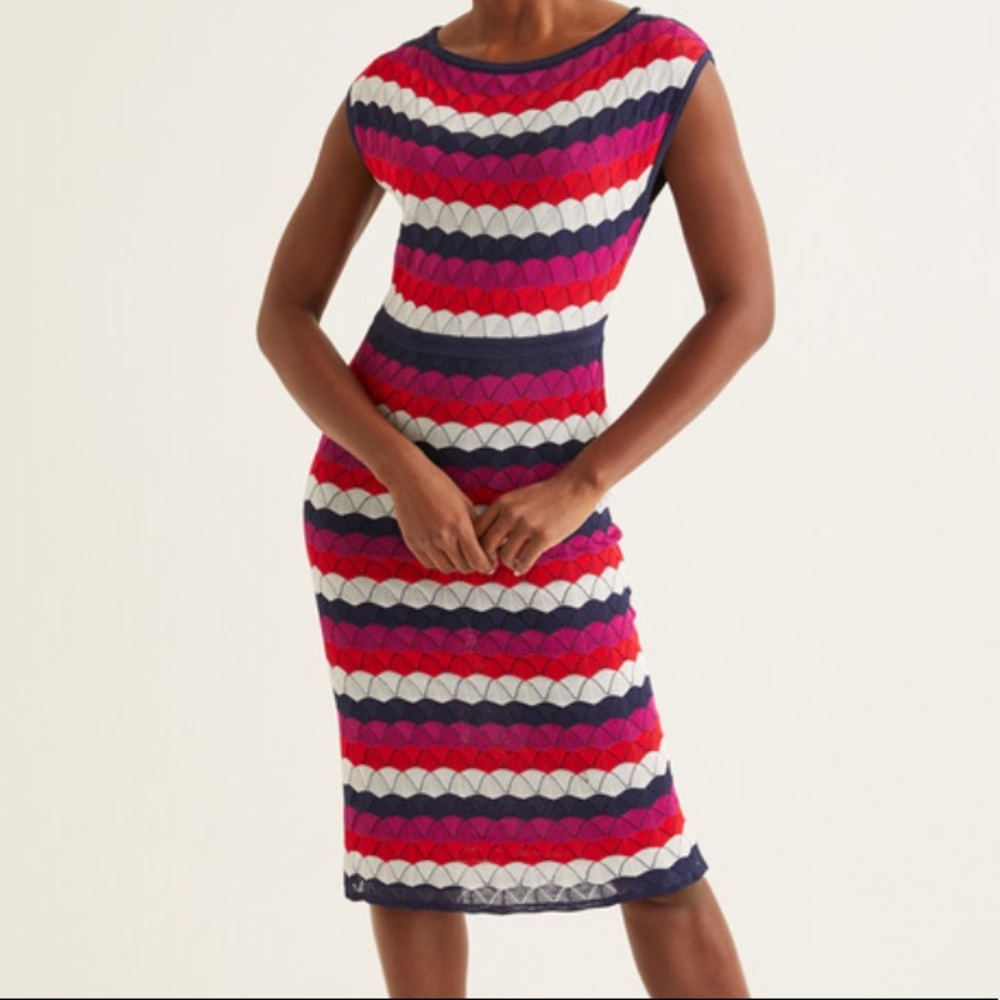 Boden Opal Dress Blue Red Multi Stripe